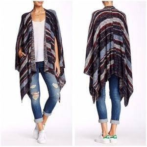 FREE PEOPLE Striped OverSized Poncho sz M